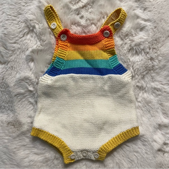 SOLD 3/30/25 - The Bonnie Mob Rainbow Crochet Bodysuit Baby Onesie - 0-3 months - Picture 1 of 5